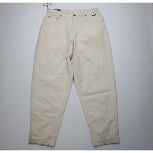 Deadstock Vintage 90s Fila Mens 38x34 Spell Out Baggy Skateboard Jeans Cream